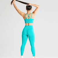 Power Seamless Sports Bra | Ceramic Turquoise