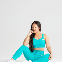 Power Seamless Sports Bra | Ceramic Turquoise