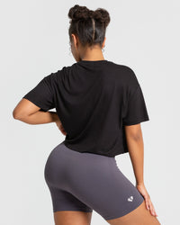 Comfort Lightweight Cropped Boxy Tee | Black