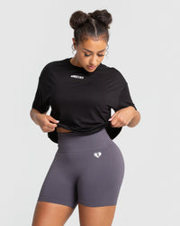 Comfort Lightweight Cropped Boxy Tee | Black