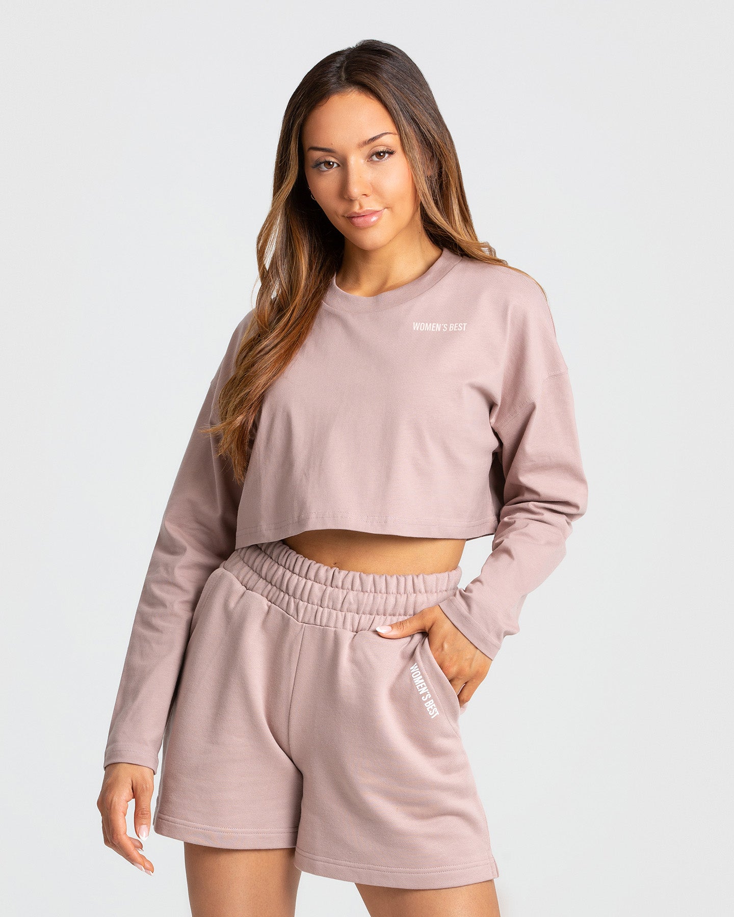 Comfort Oversized Cropped Long Sleeve T-Shirt | Taupe (1/5)