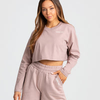 Comfort Oversized Cropped Long Sleeve T-Shirt | Taupe (1/5)