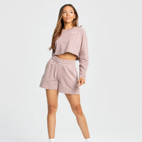 Comfort Oversized Cropped Long Sleeve T-Shirt | Taupe (2/5)