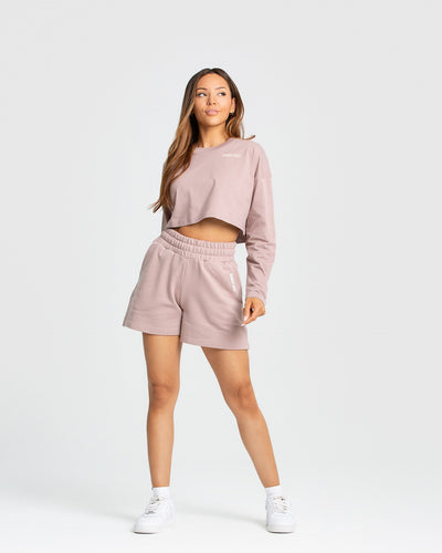 Comfort Oversized Cropped Long Sleeve T-Shirt | Taupe (2/5)