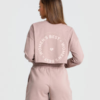 Comfort Oversized Cropped Long Sleeve T-Shirt | Taupe (3/5)