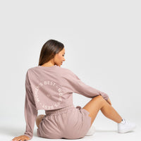 Comfort Oversized Cropped Long Sleeve T-Shirt | Taupe (5/5)