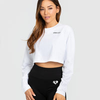Comfort Oversized Cropped Long Sleeve T-Shirt | White