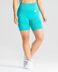 Power Seamless Cycling Shorts | Ceramic Turquoise