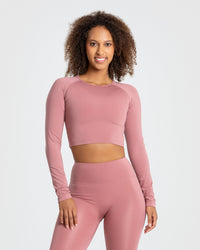 Essential Long Sleeve Crop Top | Dusty Pink