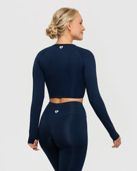 Essential Long Sleeve Crop Top | Sapphire Blue