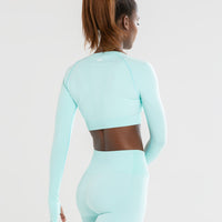 Power Seamless Long Sleeve Crop Top | Bleached Aqua