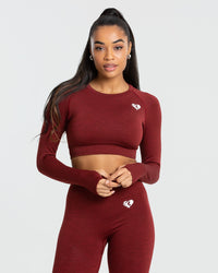 Move Seamless Long Sleeve Crop Top | Ruby Red Solid