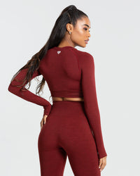 Move Seamless Long Sleeve Crop Top | Ruby Red Solid