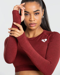 Move Seamless Long Sleeve Crop Top | Ruby Red Solid