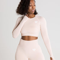 Power Seamless Long Sleeve Crop Top | Nude