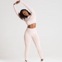 Power Seamless Long Sleeve Crop Top | Nude