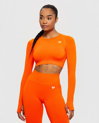 Power Seamless Long Sleeve Crop Top | Beacon Orange