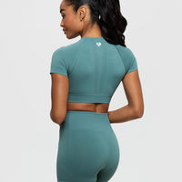 Power Seamless Short Sleeve Crop Top | Sea Pine