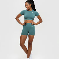 Power Seamless Short Sleeve Crop Top | Sea Pine